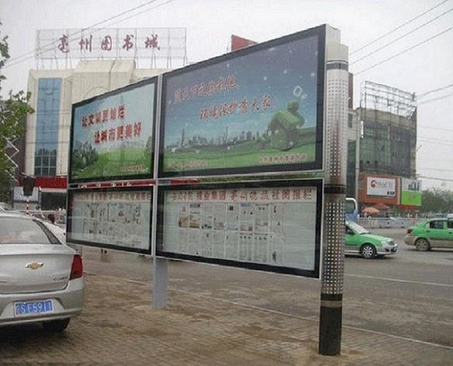 来宾销售社区阅报栏灯箱-锐思公交候车亭滚动灯箱阅报栏路灯箱生产厂家